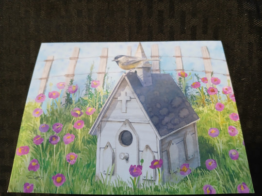 Birdhouses and birds greeting cards