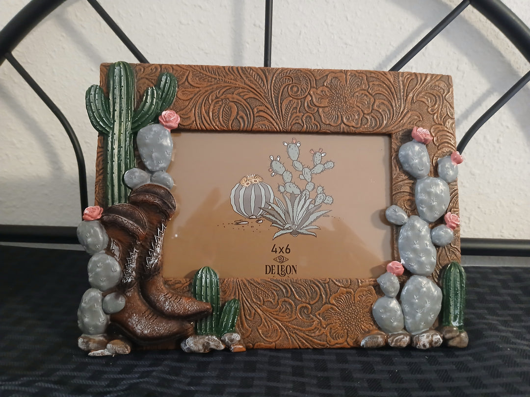 boots and cactus photo frame