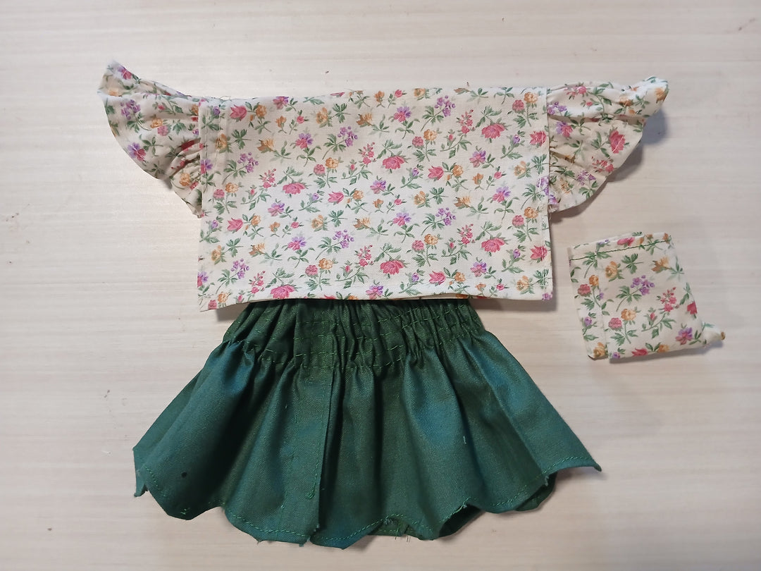 short gathered sleeve top and skirt with booties