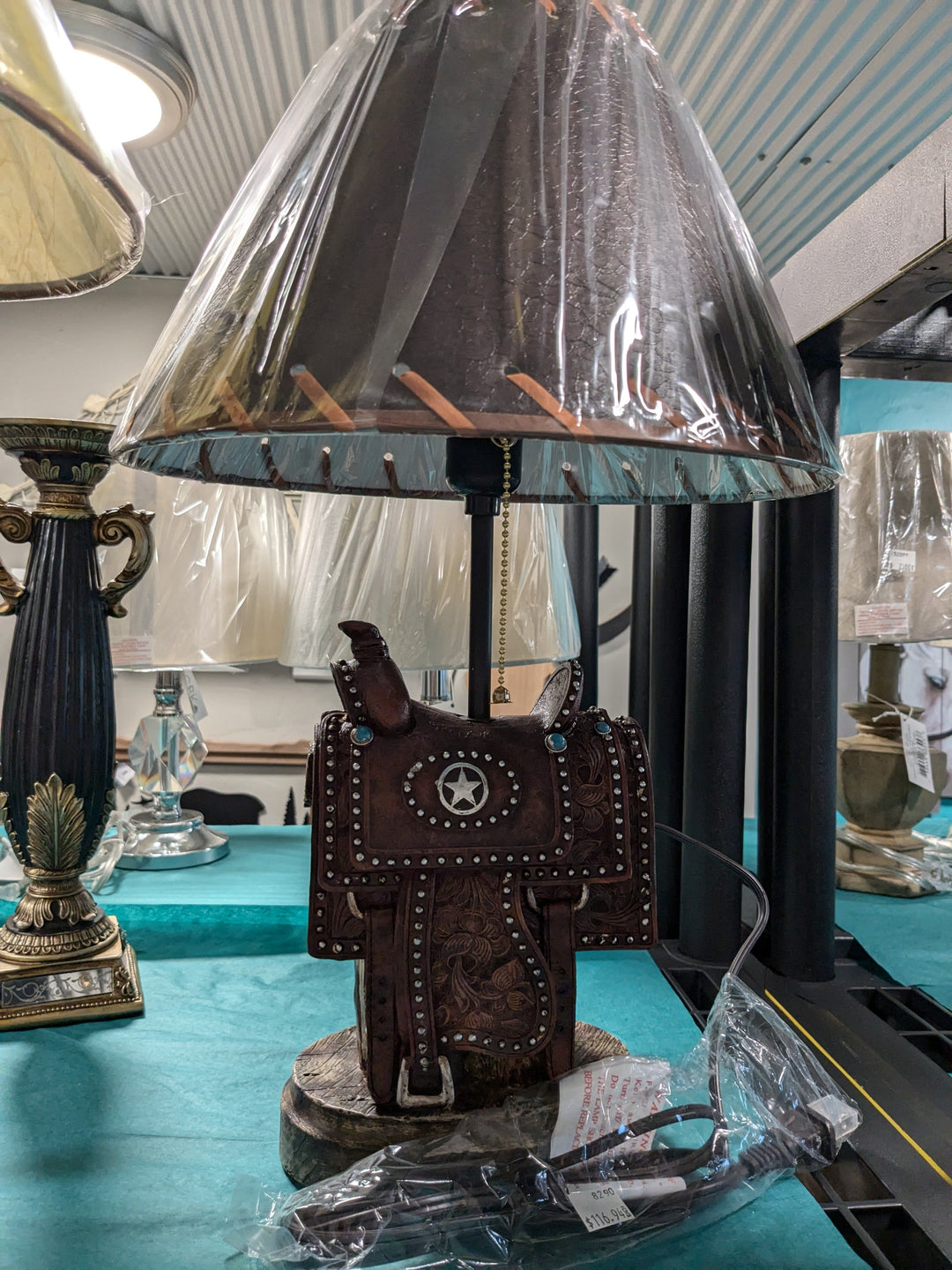 lone star saddle table lamp