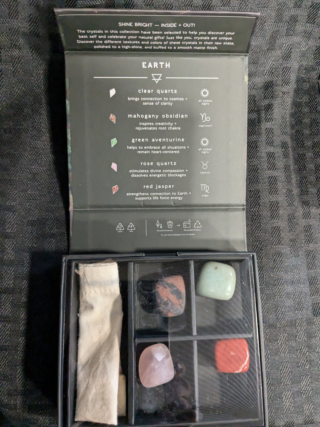 zodiac crystal collection - earth