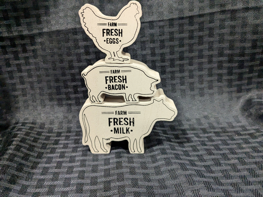 fresh eggs, bacon, milk inspirational decor