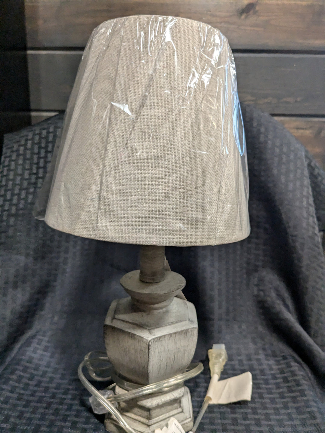 mini antique taupe accent lamp