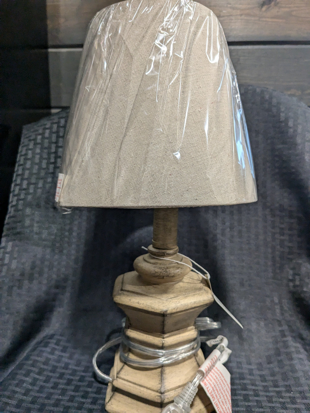 mini antique taupe accent lamp
