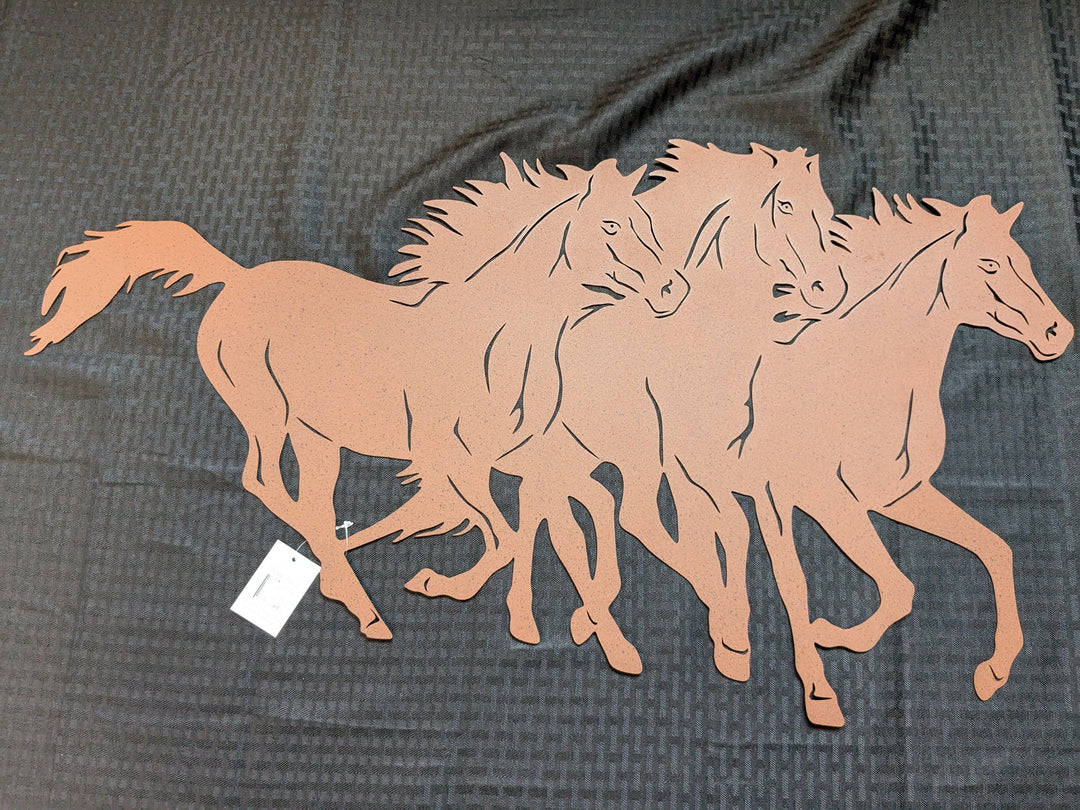 running free and wild horses metal wall art