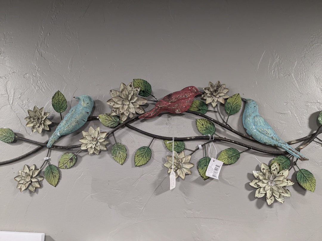 layered flower and bird wall decor