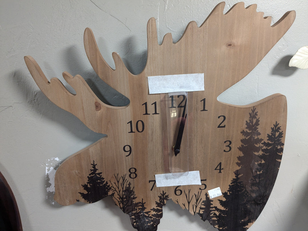 moose forest wood clock