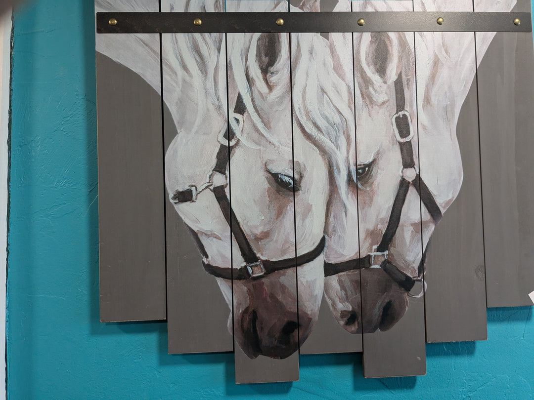 wood slat horses wall art