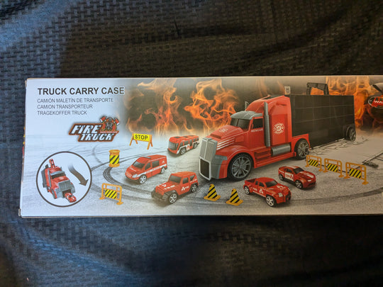 First Responders firefighter trucks carrying case