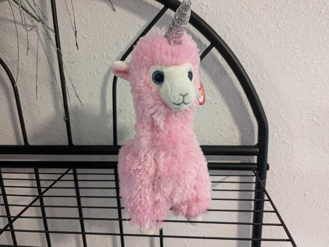 Ty stuffed animal - pink Lana llama with horn