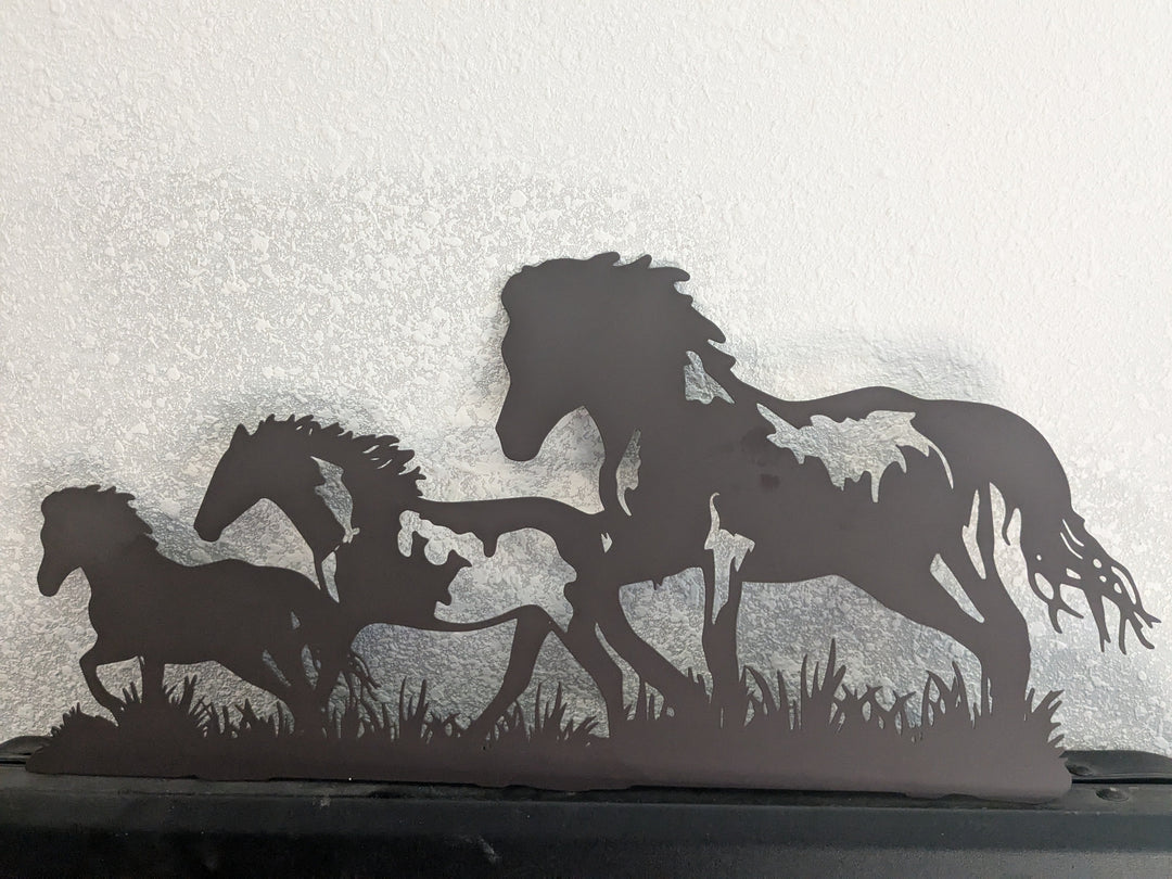 running horses metal wall art