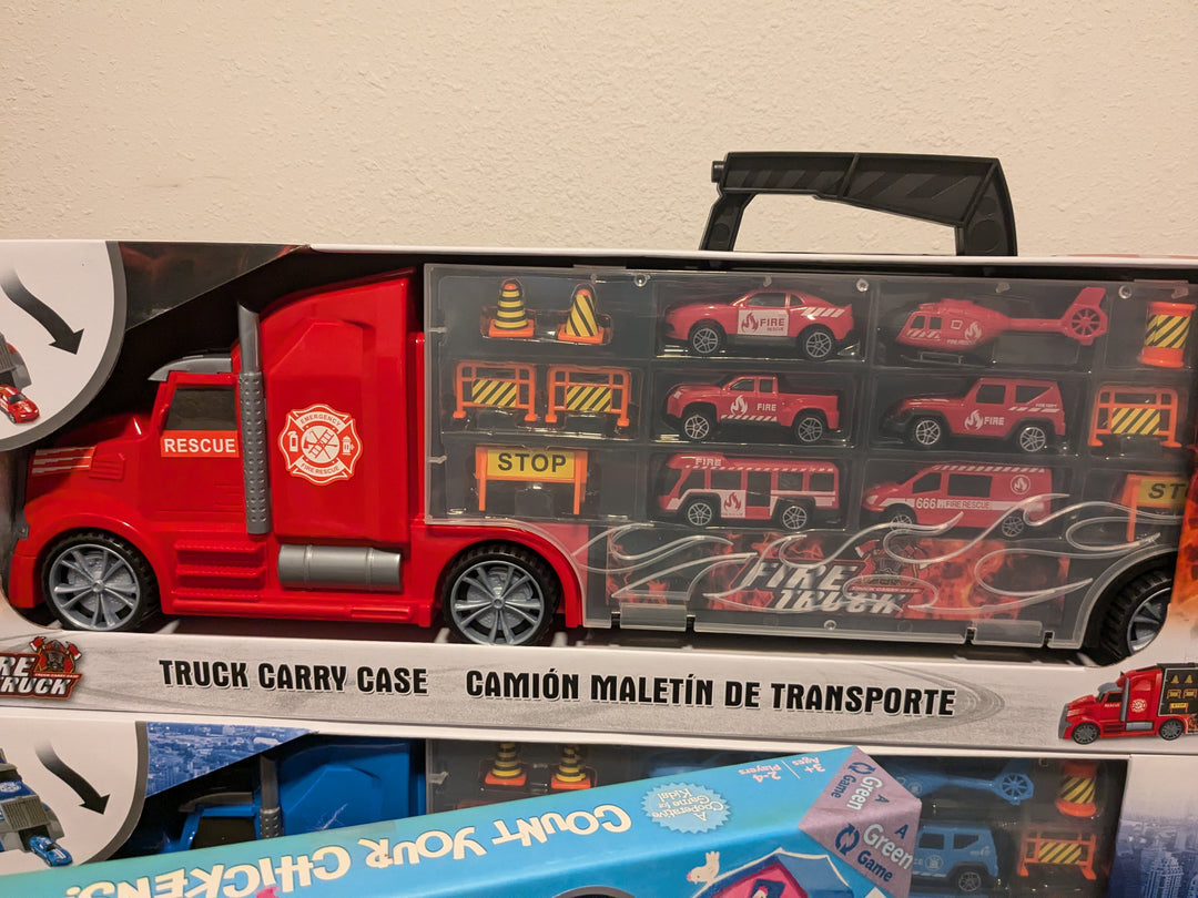 First Responders firefighter trucks carrying case