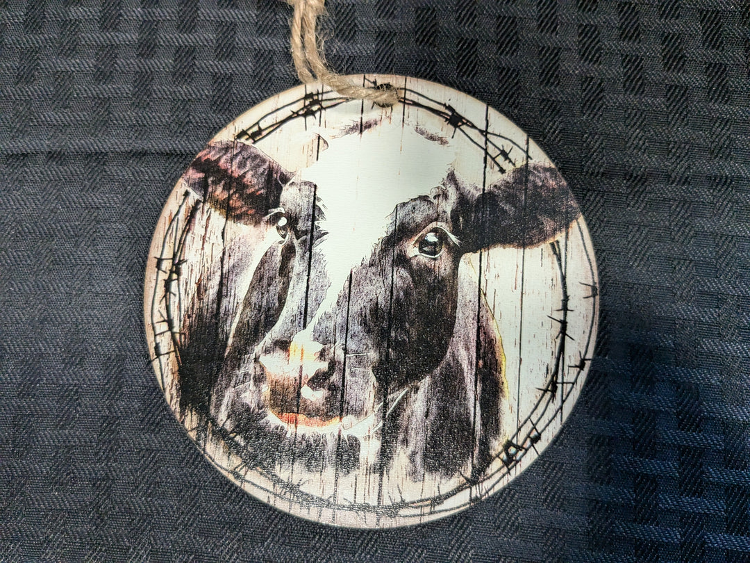 Beadboard Cow Portrait – a rustic wall art piece featuring a detailed depiction of a cow against a textured beadboard background, perfect for enhancing farmhouse decor and adding charm to your home.