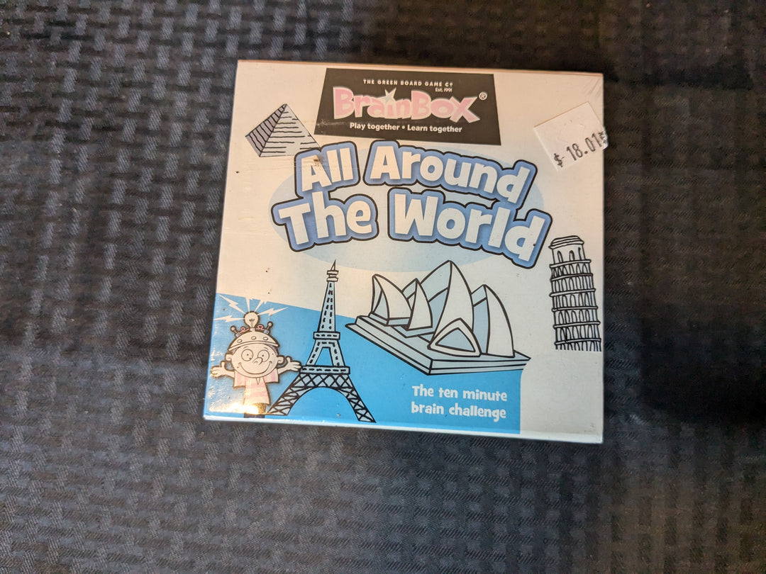 Brain Box H&G All Around the World – An educational game featuring 55 illustrated cards that enhance knowledge of global geography, cultures, and landmarks. Perfect for family game nights and classrooms, this fun memory game promotes learning about different countries and their unique features. Ideal for ages 8 and up, it's a great resource for home schooling and interactive learning experiences.